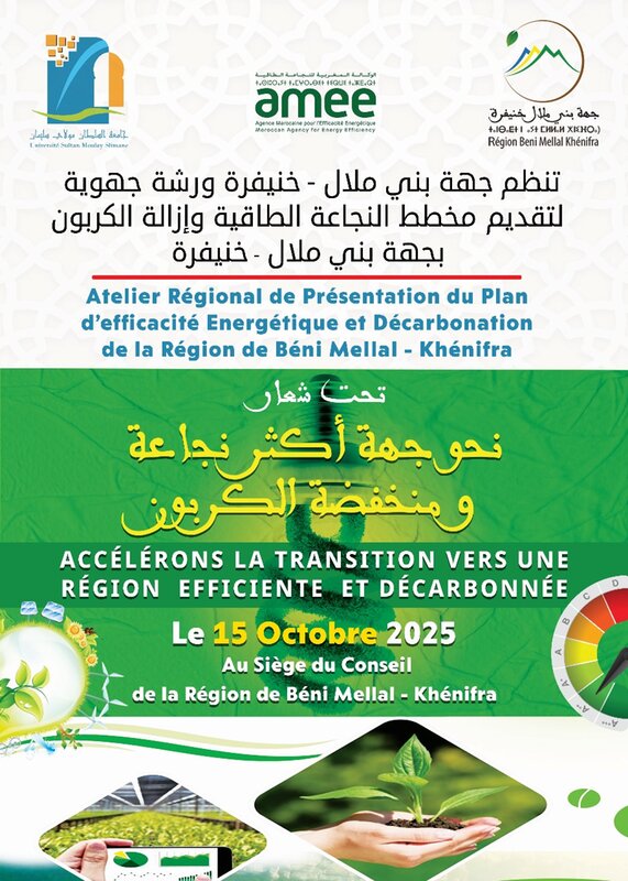 La Région de Béni Mellal-Khénifra organise un atelier régional sur : l’efficacité énergétique et la décarbonation