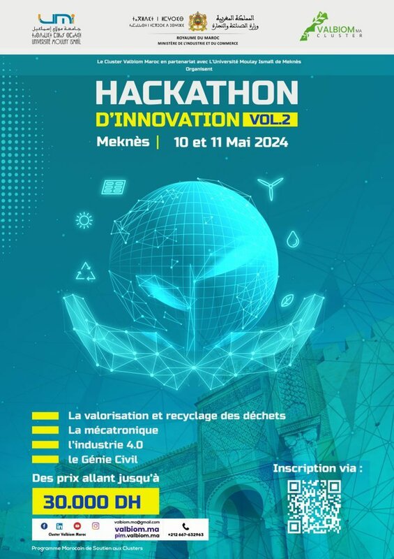 L’Université Moulay Ismaīl et le Cluster Valbiom Maroc Organisent La 2ème édition du Hackathon 2.0 de l’innovation