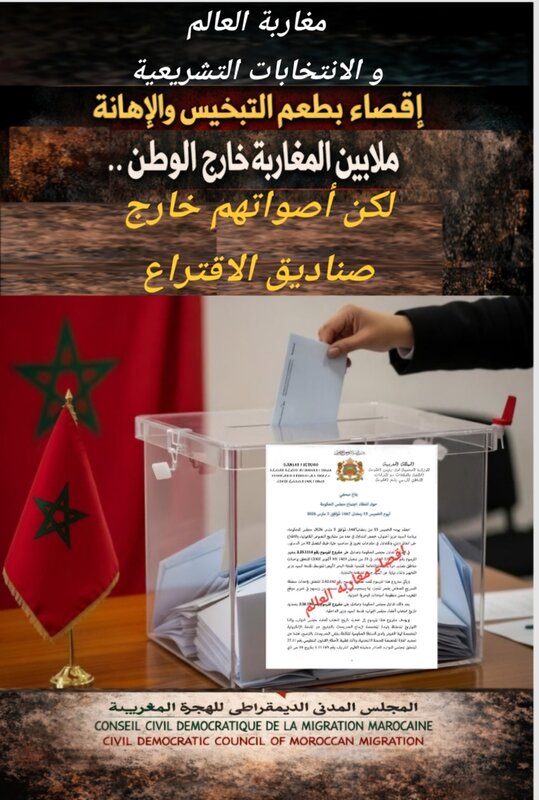 بيان المجلس المدني الديمقراطي للهجرة المغربية مغاربة العالم و الانتخابات التشريعية: اقصاء بطعم التبخيس و الإهانة