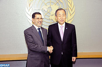 Ban Ki-moon s’entretient avec Saad Dine El Otmani