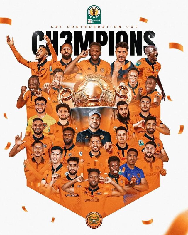 جلالة الملك يهنئ أعضاء نادي النهضة الرياضية البركانية لكرة القدم بمناسبة التتويج بكأس الكونفدرالية الإفريقية