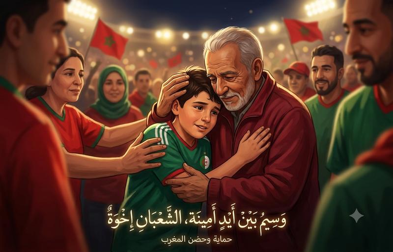 حقيقة الطفل الامريكي الجزائري ضحية اعتداء في فيديو : الجمهور المغربي ينقذ الطفل وسيم ويحتضنه ويفنذ أكاذيب النظام الجزائري الخبيث والحقير