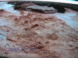 تاوريرت : وادي ملوية يقوم بجرف شاحنة بسائقها دون ان يظهر لهما أثر